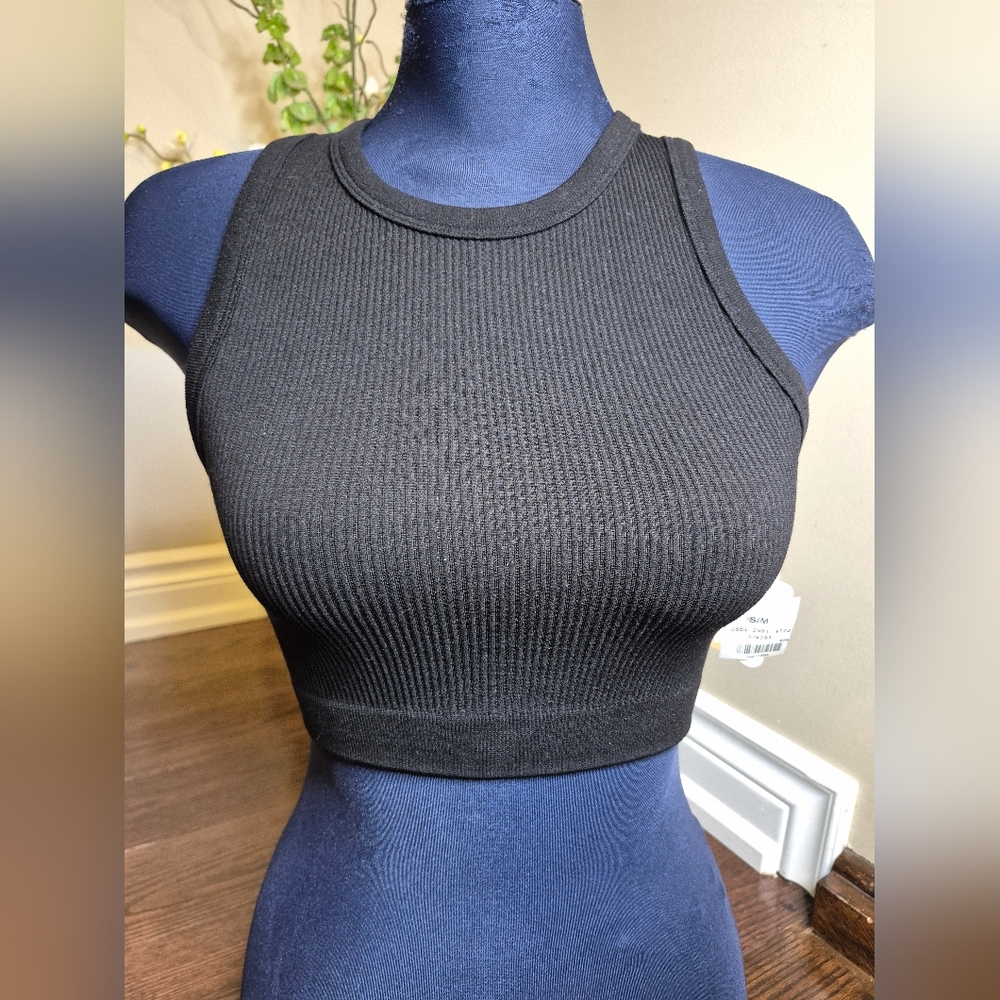 Ambiance Black Ribbed Sleeveless Tank Top - Picture 1 of 7